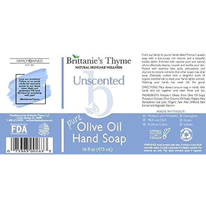 Brittanie's Thyme BRITTANIES PURE CASTILE LIQUID SOAP REFILL, UNSCENTED, 16 OUNCE | DISH SOAP, HAIR & BODY, HOME, GENTLE AND PURE, MADE WITH NATURAL LUXURIOUS OILS, VEGAN & GLUTEN FREE NON-GMO - Image 3